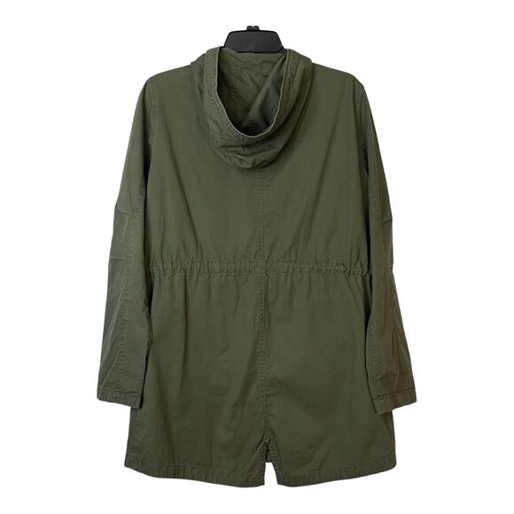 Love Tree Women’s Medium Olive Green Cinch Waist Cargo Utility Jacket w/ Hood - Picture 4 of 10